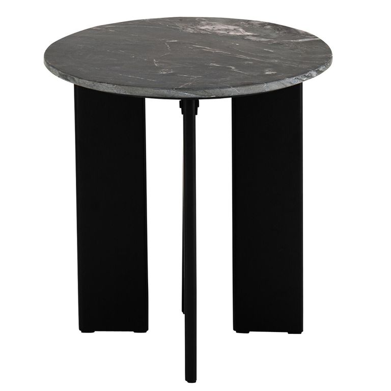 Mathilde Side Table - Round - Black - Marble
