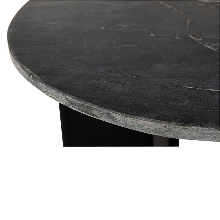 Mathilde Side Table - Round - Black - Marble