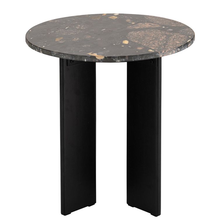 Mathilde Side Table - Round - Black Peach - Marble