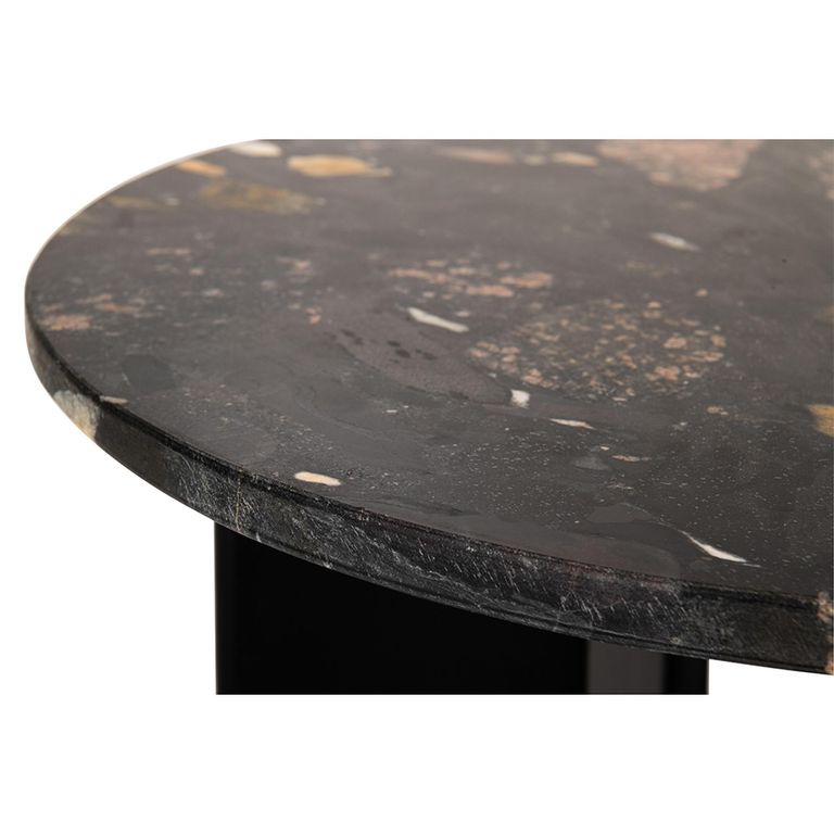 Mathilde Side Table - Round - Black Peach - Marble