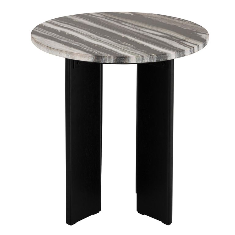 Mathilde Side Table - Round - Grey and Black - Marble