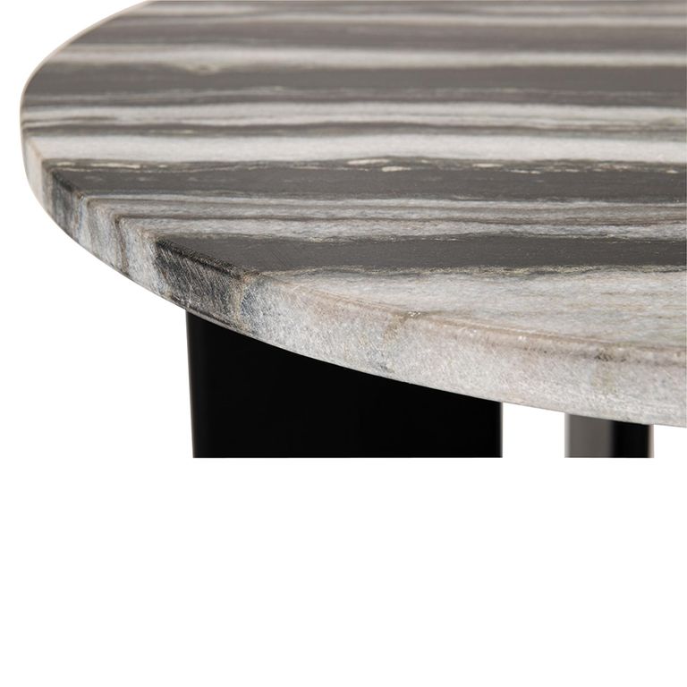 Mathilde Side Table - Round - Grey and Black - Marble