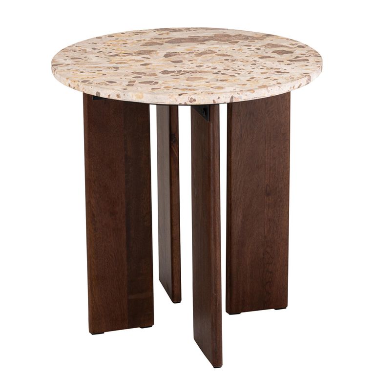 Mathilde Side Table - Round - Natural and Beige - Marble