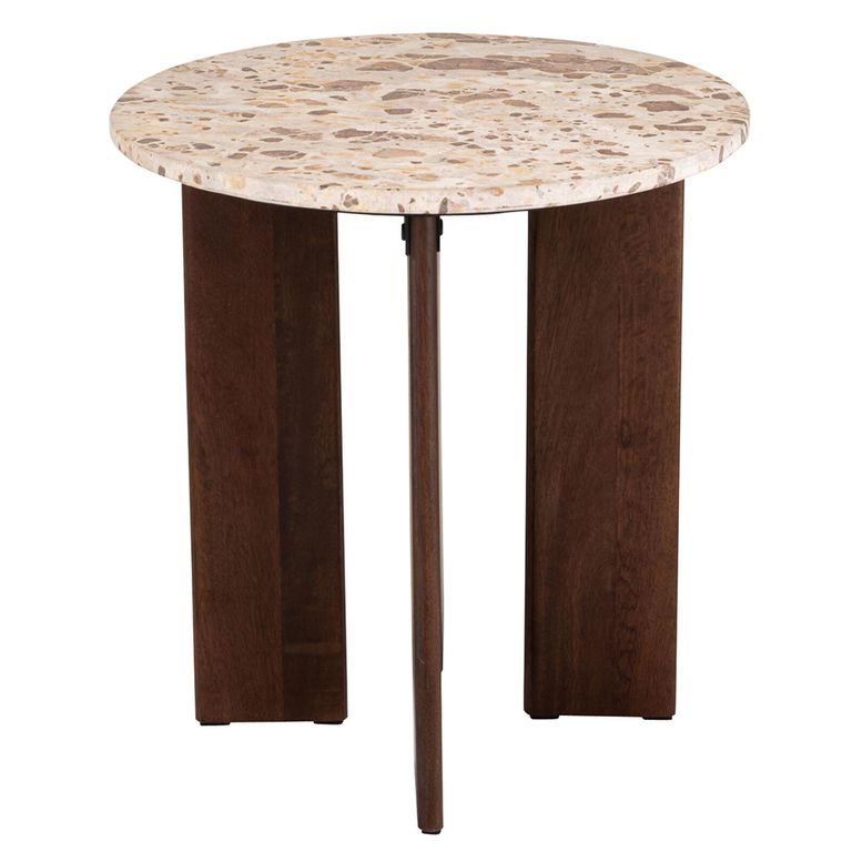 Mathilde Side Table - Round - Natural and Beige - Marble
