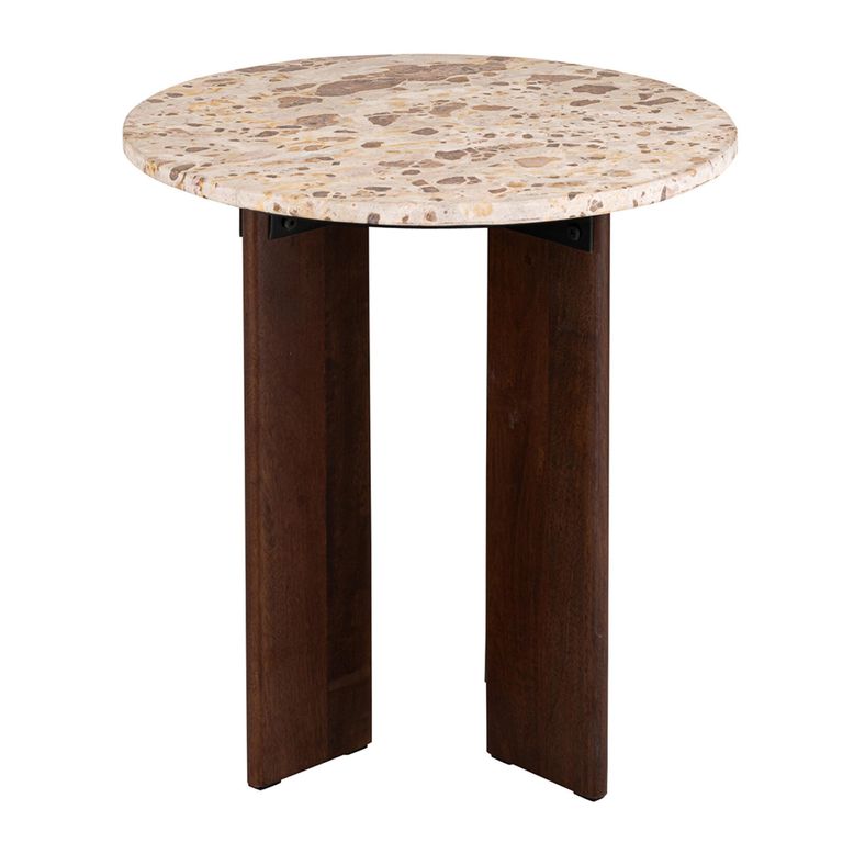 Mathilde Side Table - Round - Natural and Beige - Marble