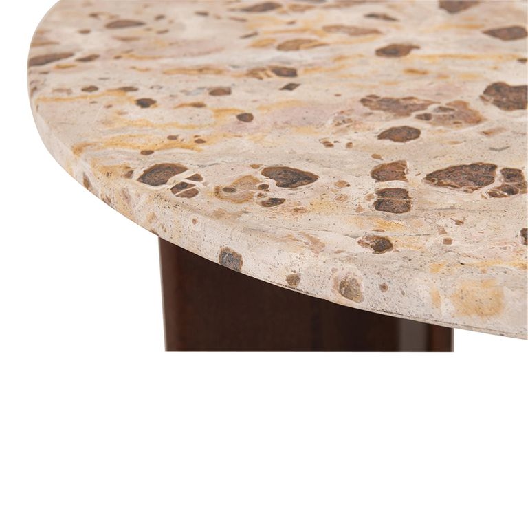 Mathilde Side Table - Round - Natural and Beige - Marble