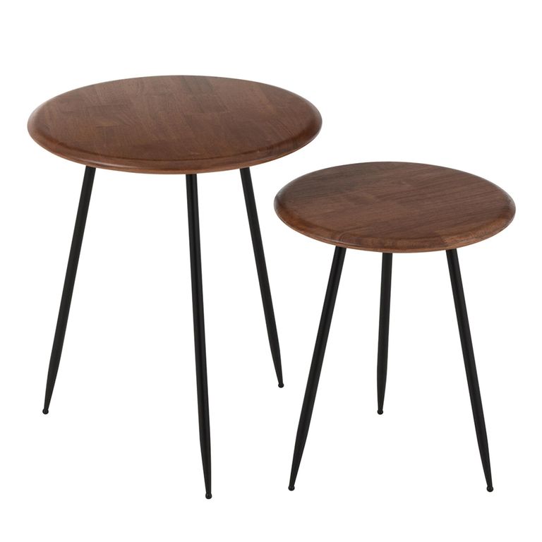 Neo Side Table - Round - Set of 2 - Natural and Black - Rubber Wood