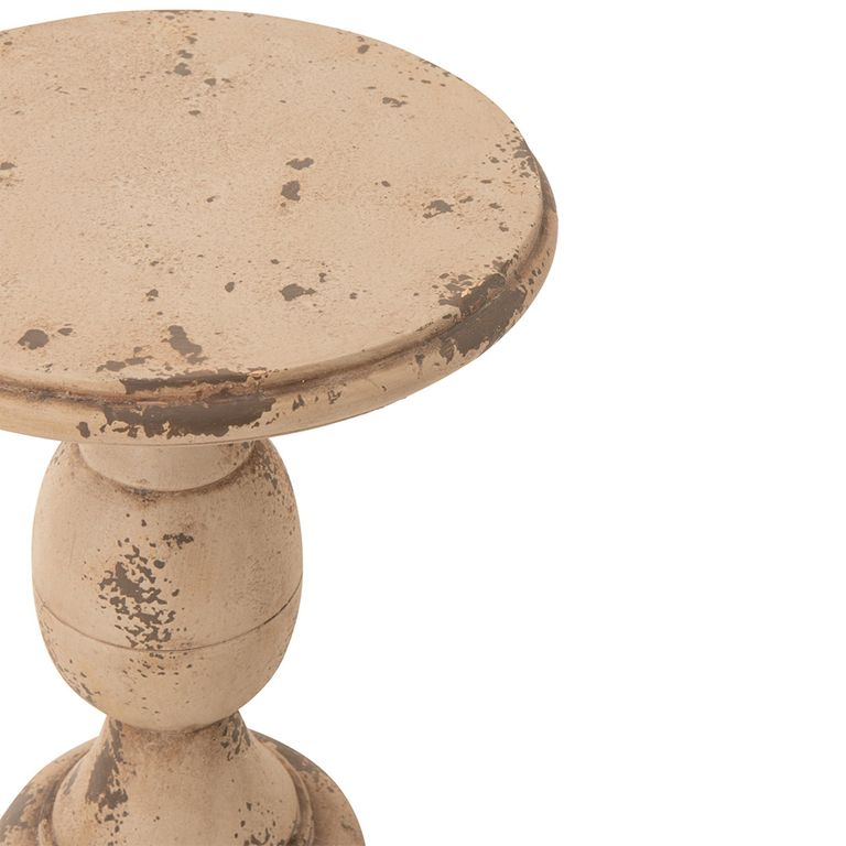 Outdoor Side Table - Round - Antique Magnesium Beige - Polyresin