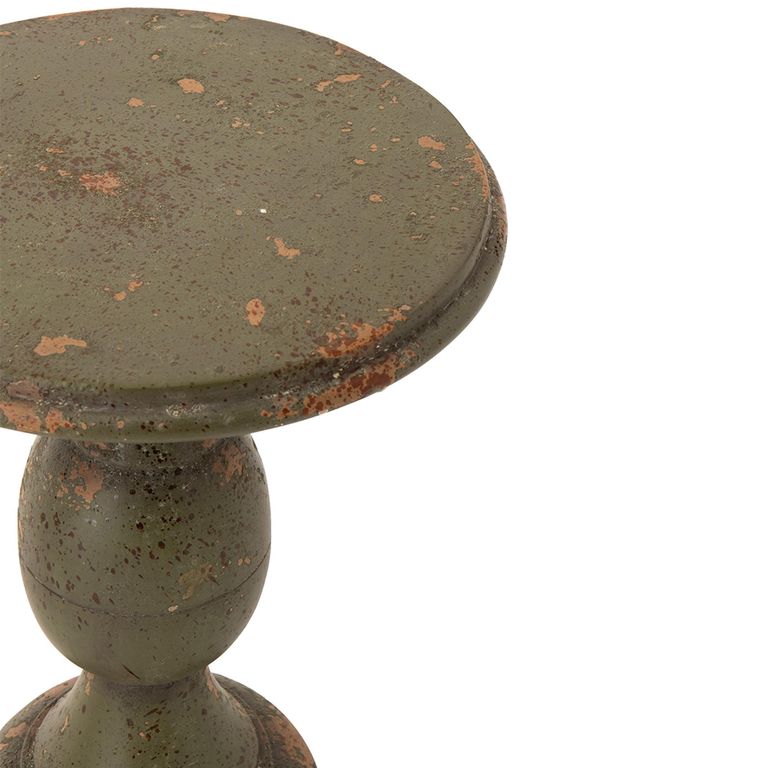 Outdoor Side Table - Round - Antique Magnesium Dark Green - Polyresin