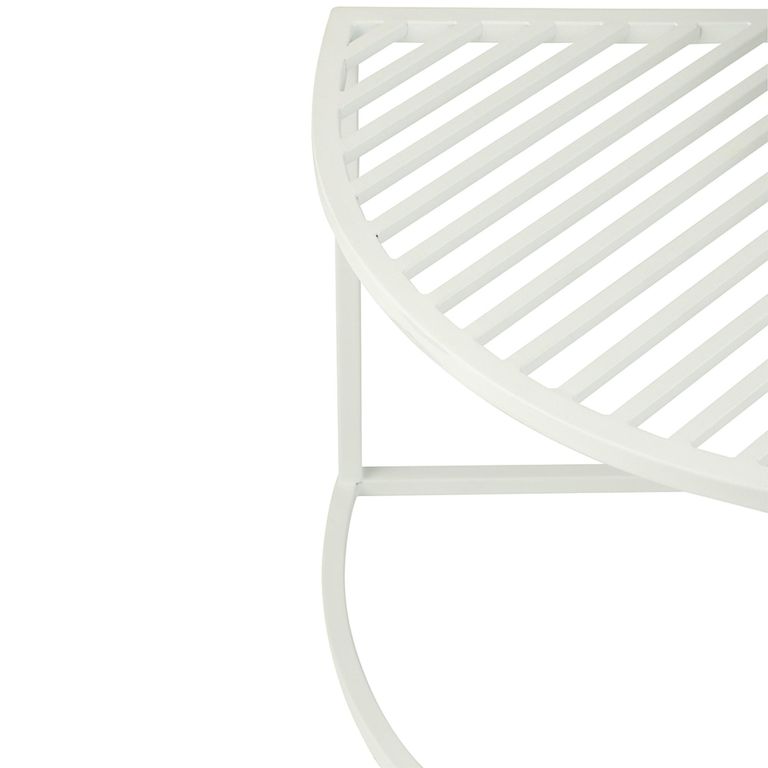Outdoor Side Table - Round - 2 Tier - White Metal