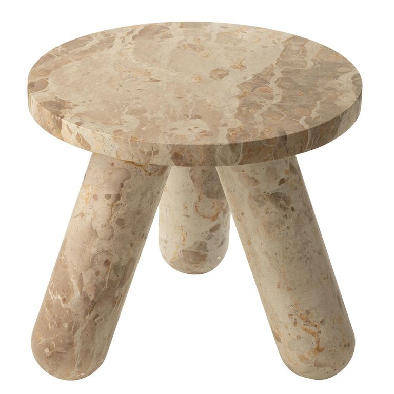 Side Table - Round - Beige Marble