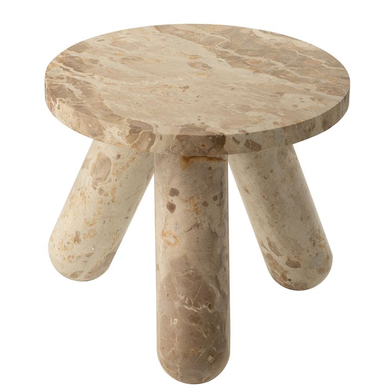 Side Table - Round - Beige Marble