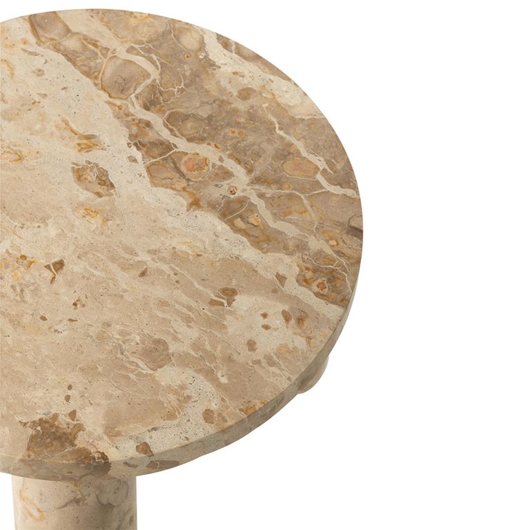 Side Table - Round - Beige Marble
