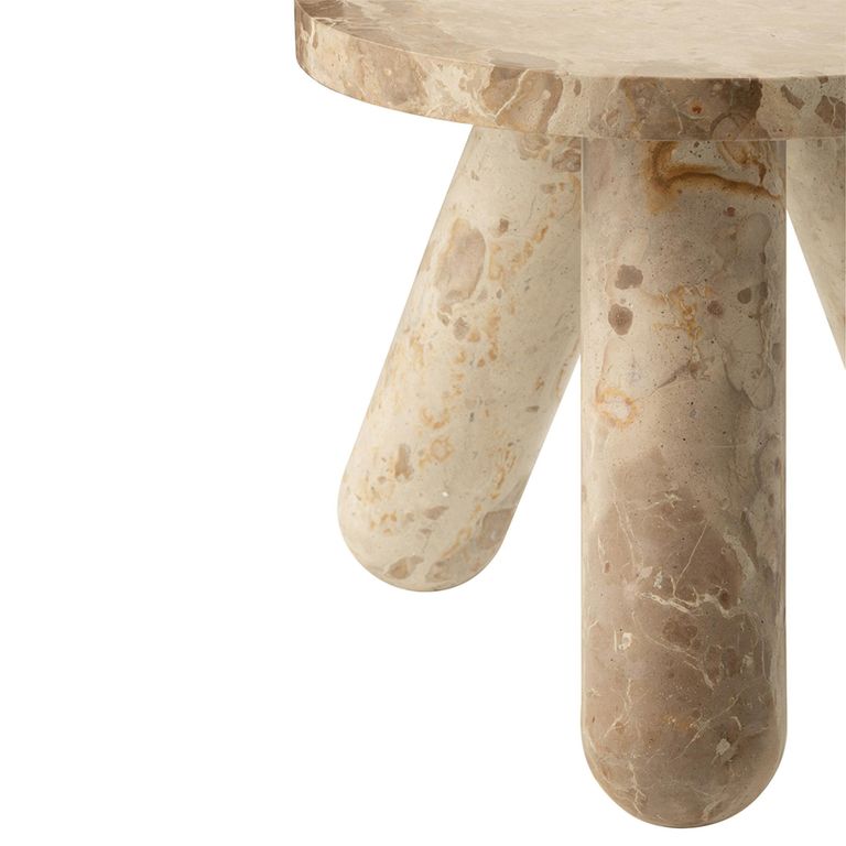 Side Table - Round - Beige Marble