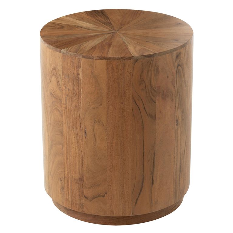 Side Table - Round - Drum Base - Natural - Acacia Wood