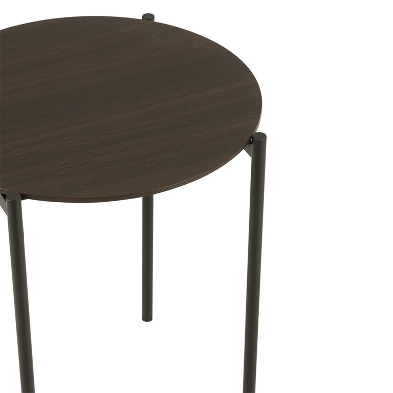 Side Table - Round - Set of 2 - Dark Brown Metal