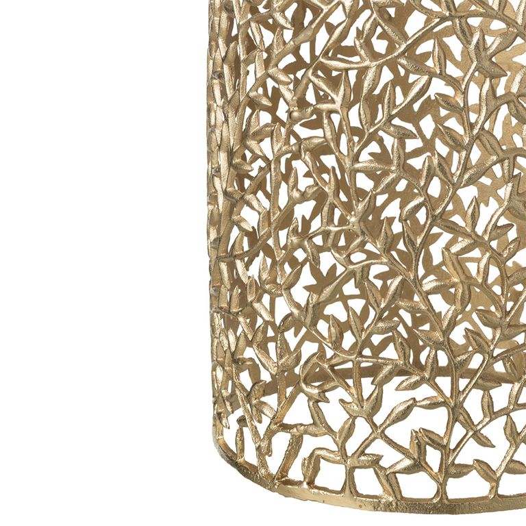 Side Table - Round - Set of 2 - Gold Fretwork - Aluminium