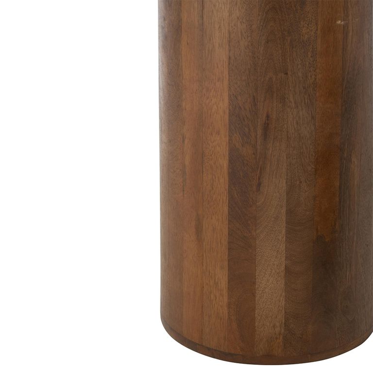 Side Table - Round - Set of 2 - Terracotta and Brown - Marble and Wood