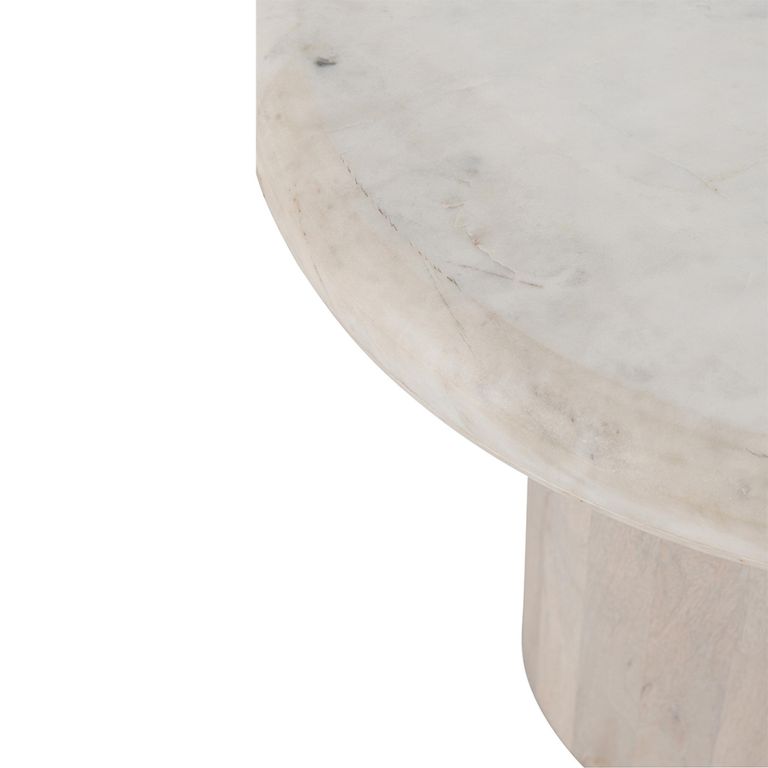 Side Table - Round - Small - Off White - Marble