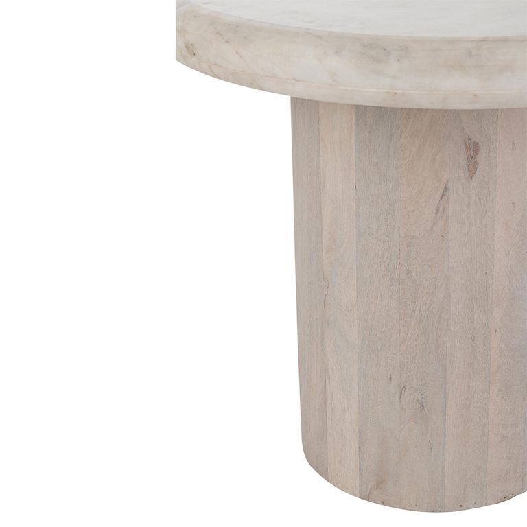 Side Table - Round - Small - Off White - Marble