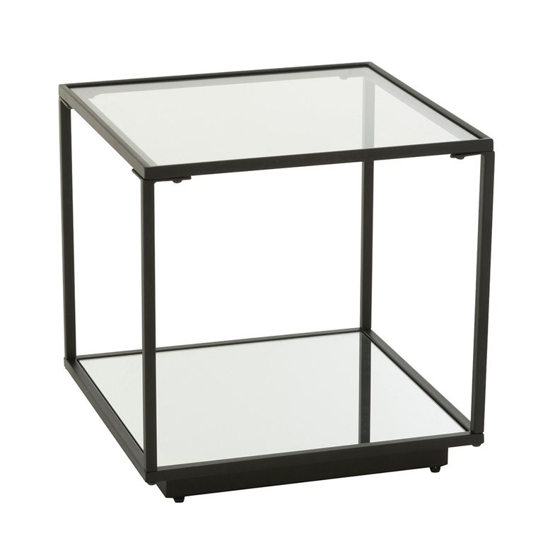 Side Table - Square - Black - Glass and Metal