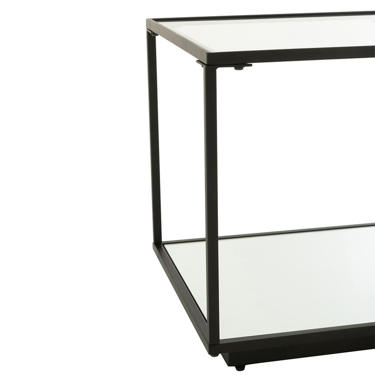 Side Table - Square - Black - Glass and Metal