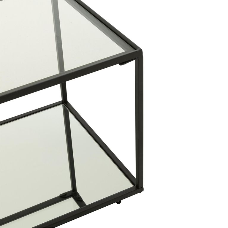 Side Table - Square - Black - Glass and Metal