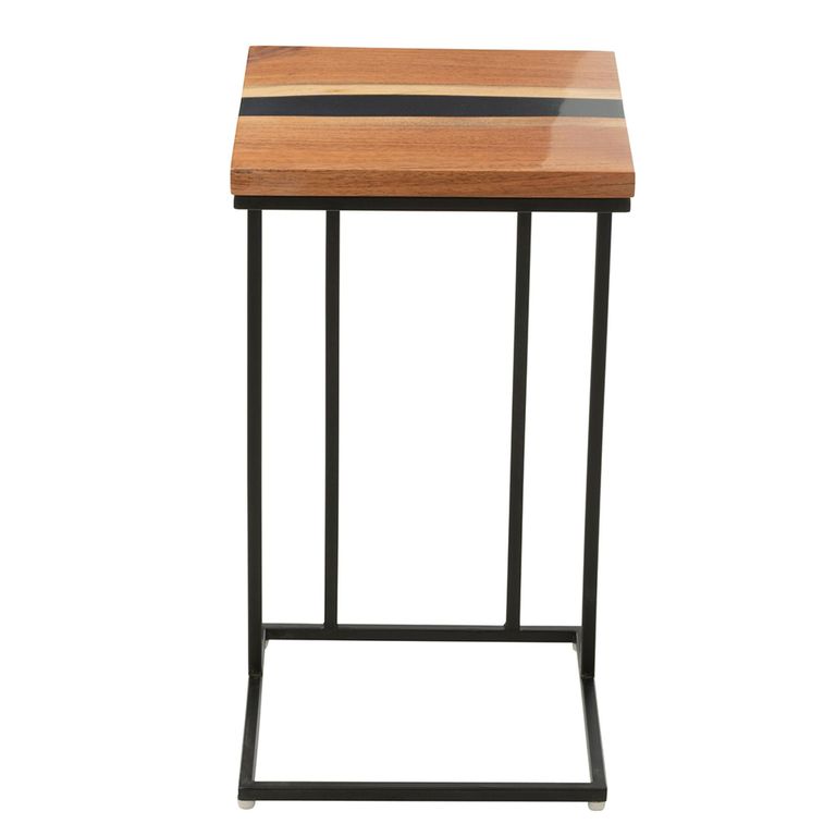 Side Table - Square - Natural and Black - Acacia Wood and Metal