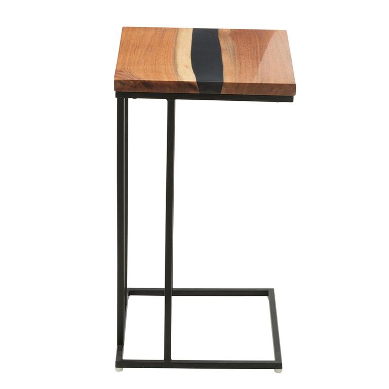 Side Table - Square - Natural and Black - Acacia Wood and Metal