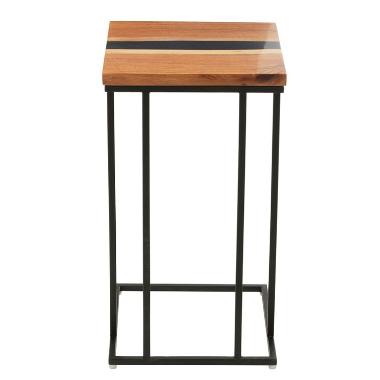 Side Table - Square - Natural and Black - Acacia Wood and Metal