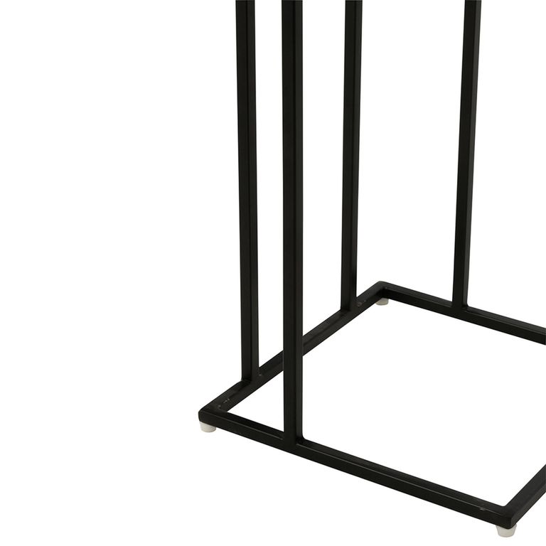 Side Table - Square - Natural and Blue - Acacia Wood and Metal