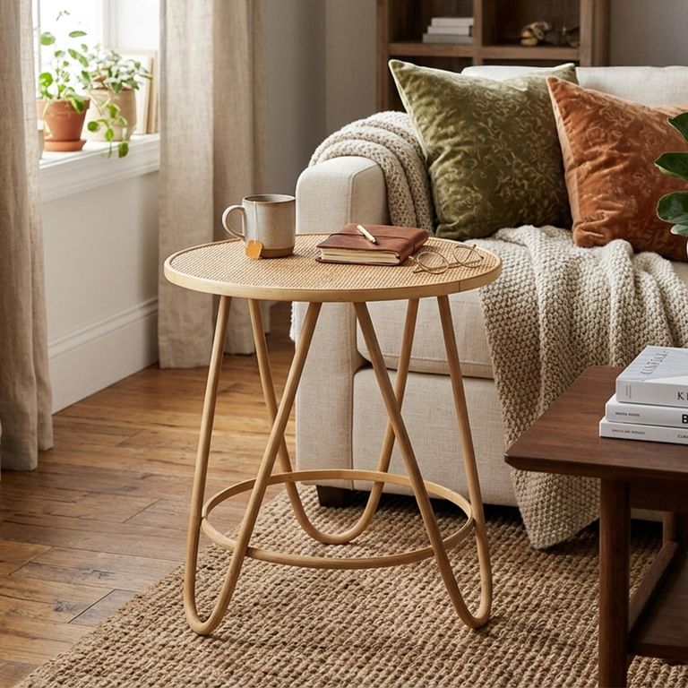 Balia Side Table - Round - Small - Natural - Rattan and Bamboo Wood