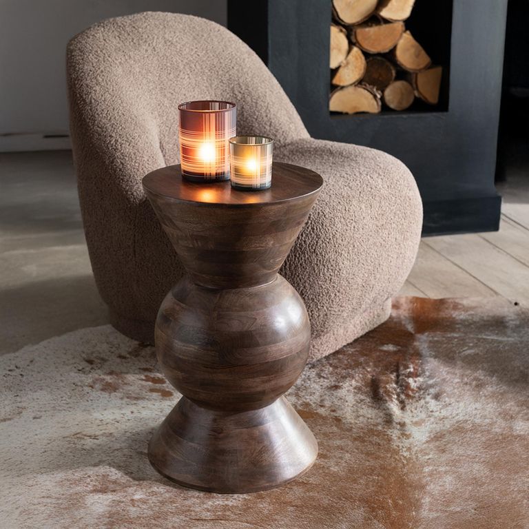 Candy Accent Table - Round - Brown - Mango Wood