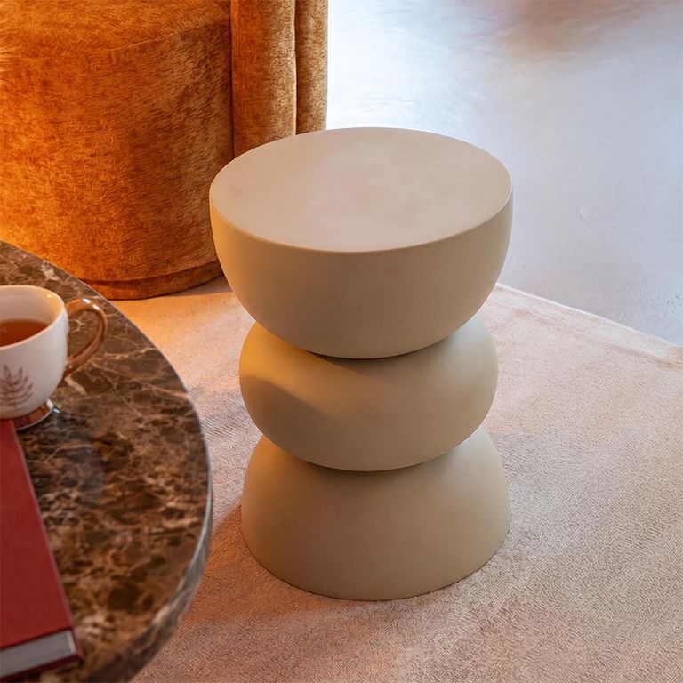 Lise Accent Table - Round - Ivory - Metal