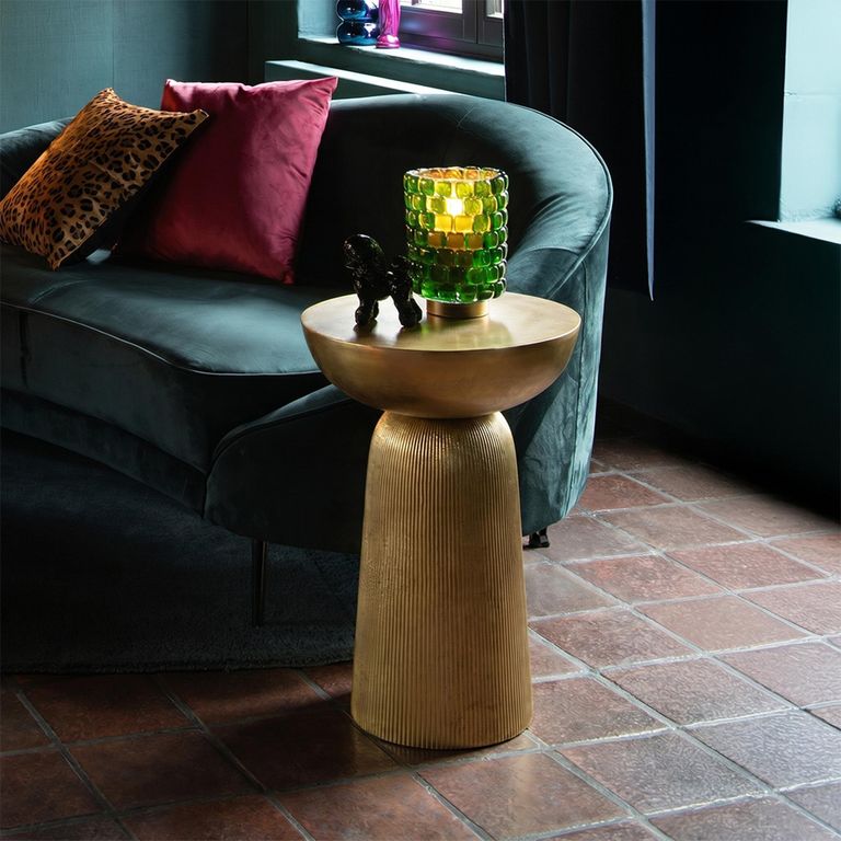 Louane Fluted Accent Table - Round - Gold - Aluminium
