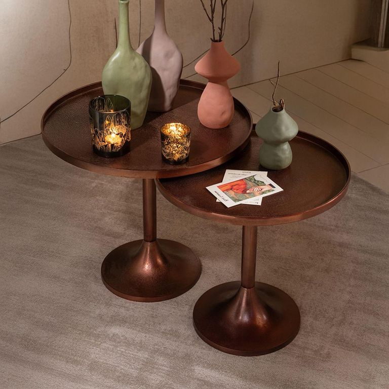 Accent Table - Round - 2 Tier - Bronze - Aluminium