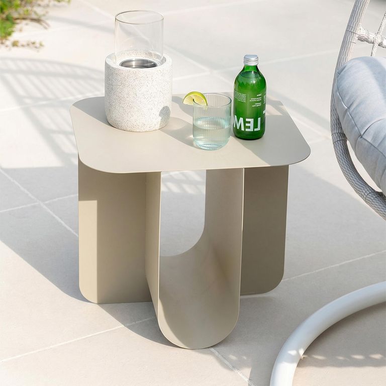 Side Table - Square - Beige - Metal