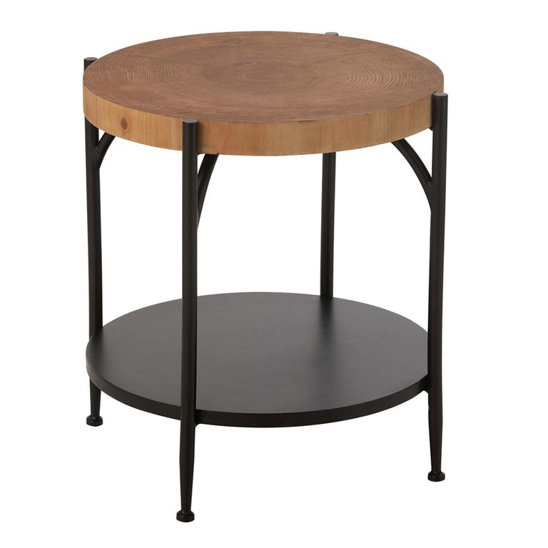 Bio Side Table - Round - Natural and Black - Wood and Metal