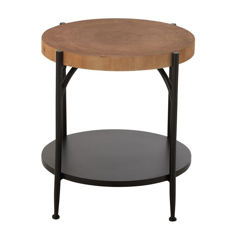Bio Side Table - Round - Natural and Black - Wood and Metal