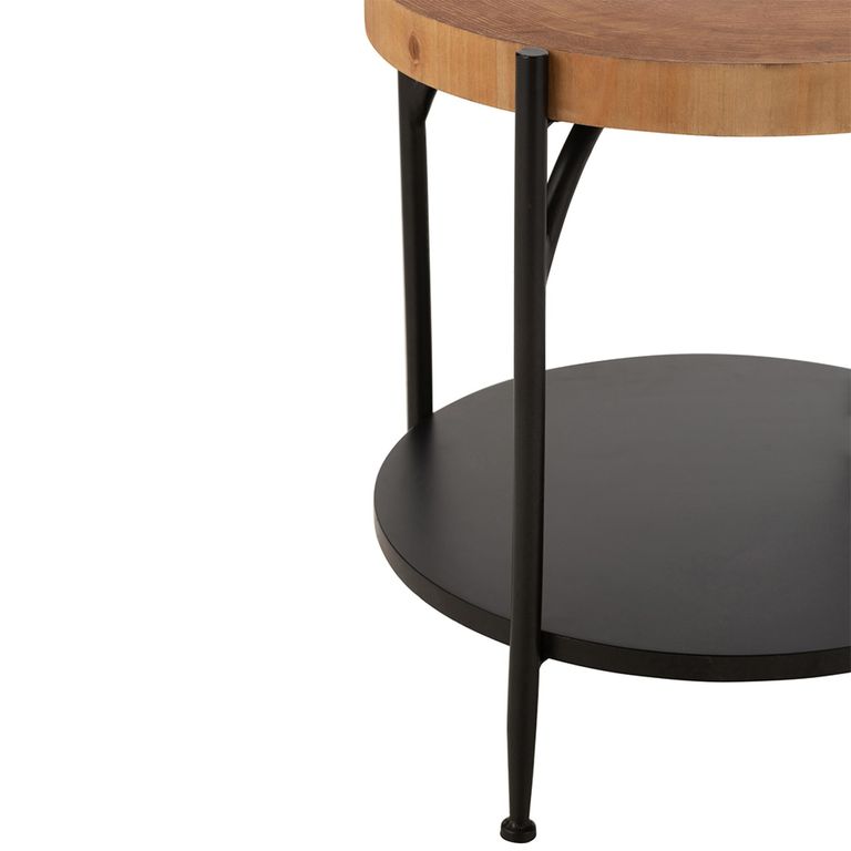Bio Side Table - Round - Natural and Black - Wood and Metal