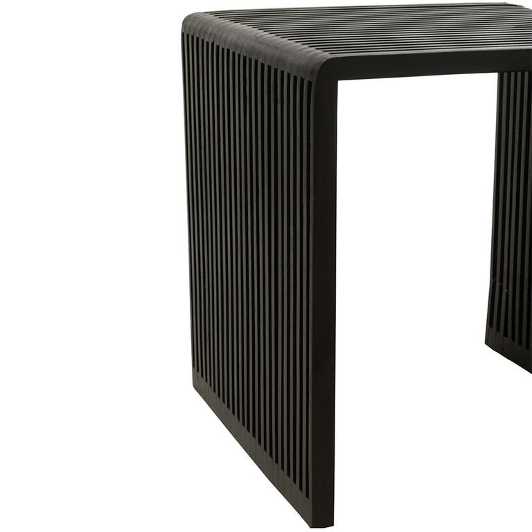 Cubic Side Table - 2 Tier - Slatted - Black - Recycle Teak Wood