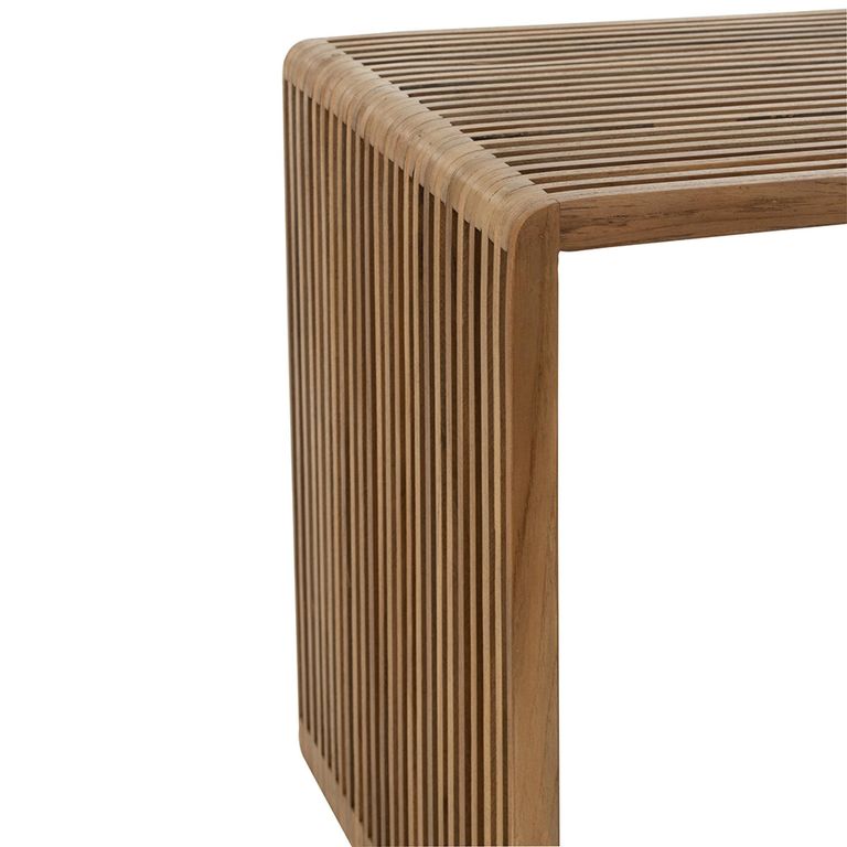 Cubic Side Table - 2 Tier - Slatted - Natural - Recycle Teak Wood