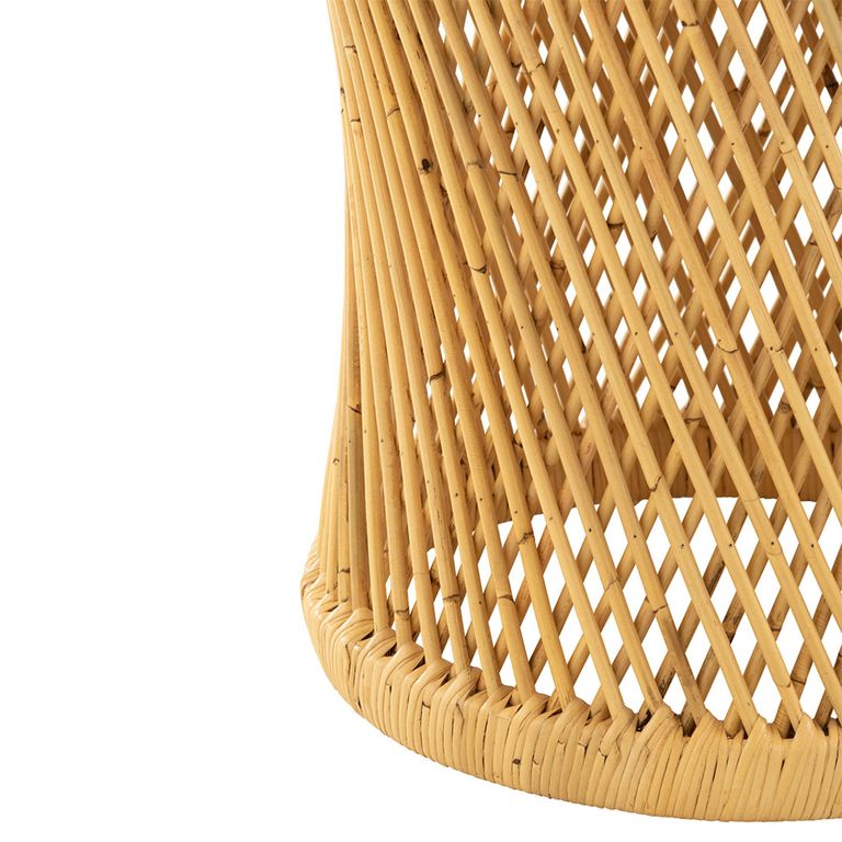 Cylindrical Side Table - Round - Natural - Rattan and Bamboo Wood
