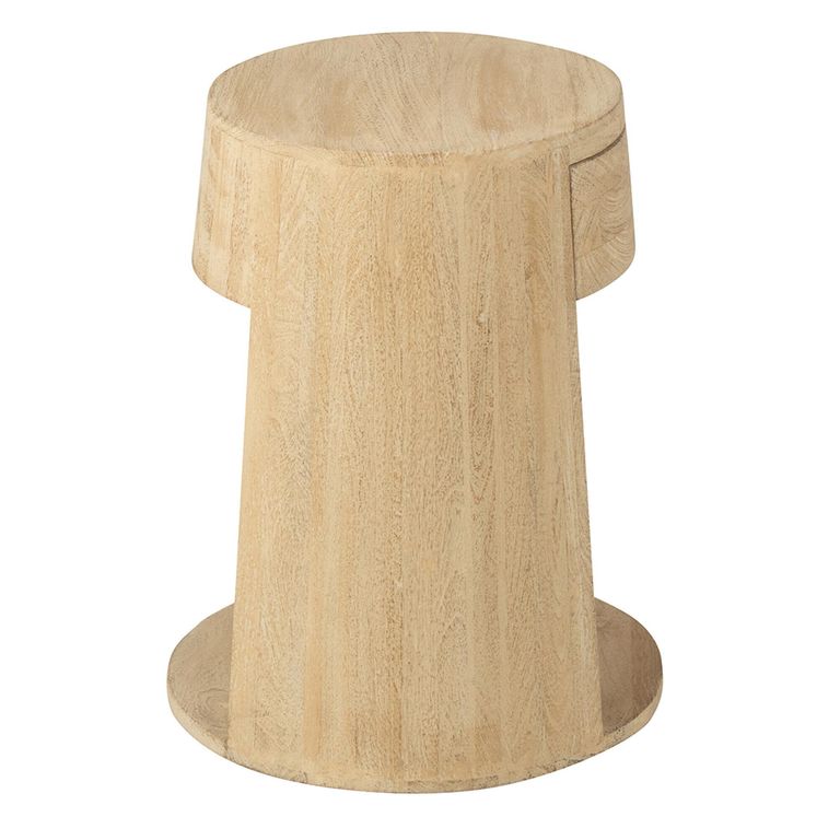 Drawn Side Table - 1 Drawer - Round - Natural - Mango Wood