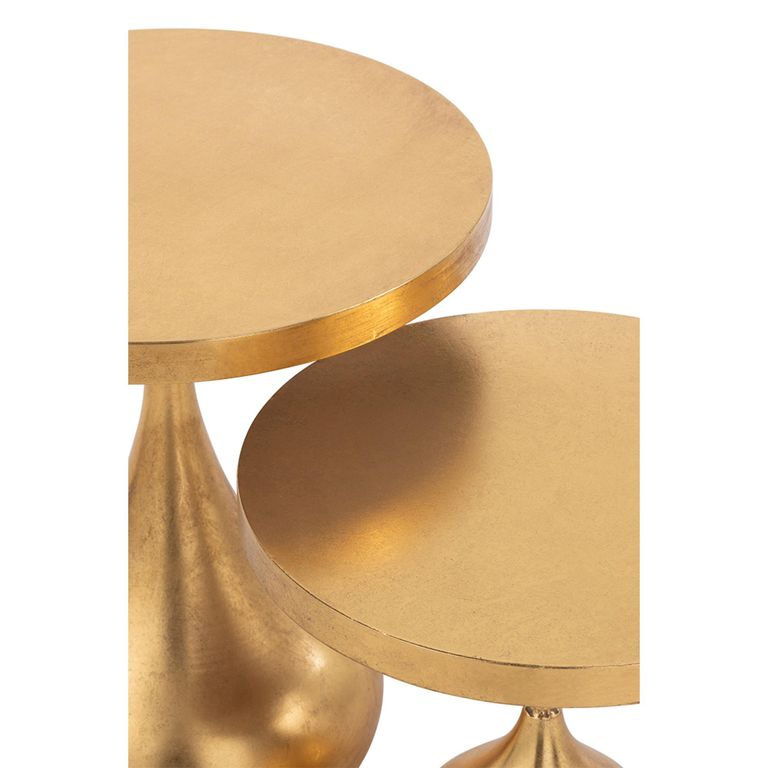 Drop Accent Table - Round - Set of 2 - Gold - Metal