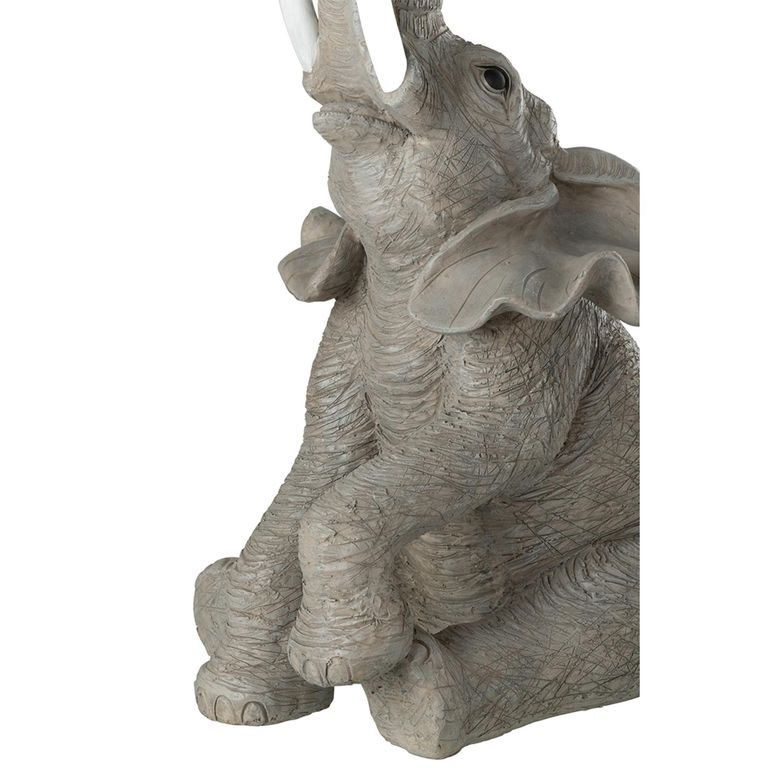 Elephant Accent Table - Round - Grey - Glass and Polyresin