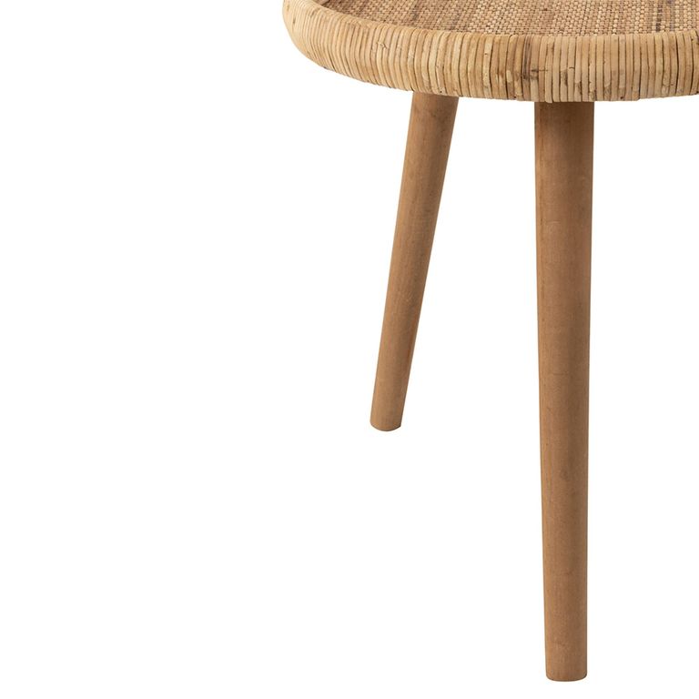 Lurne Side Table - Round - 2 Tier - Natural - Rattan and Fir Wood
