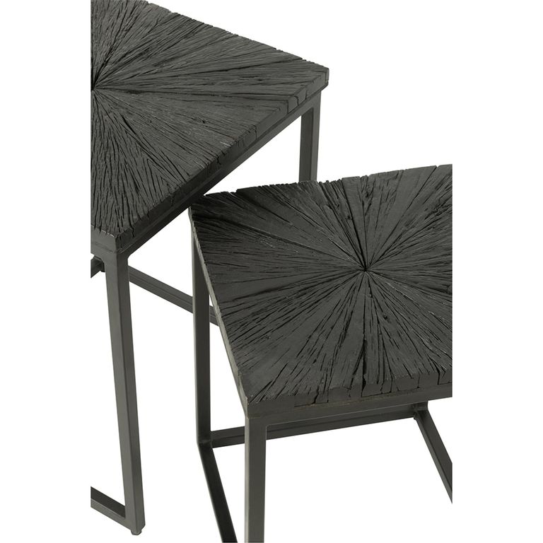 Shanil Nest of Tables - Square - 2 Tier - Sunburst - Black - Wood and Metal