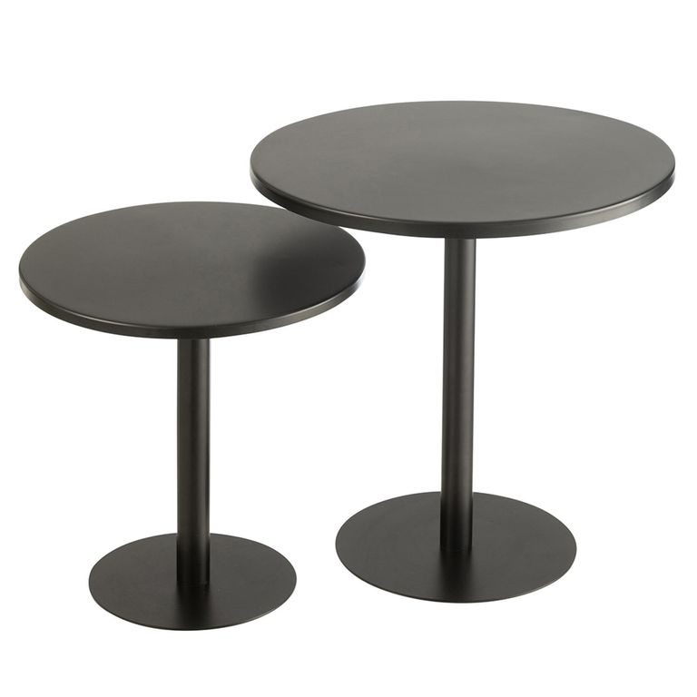 Side Table - Round - Set of 2 - Black - Metal