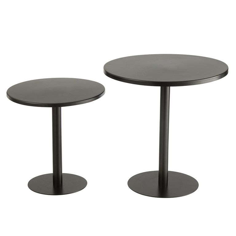 Side Table - Round - Set of 2 - Black - Metal